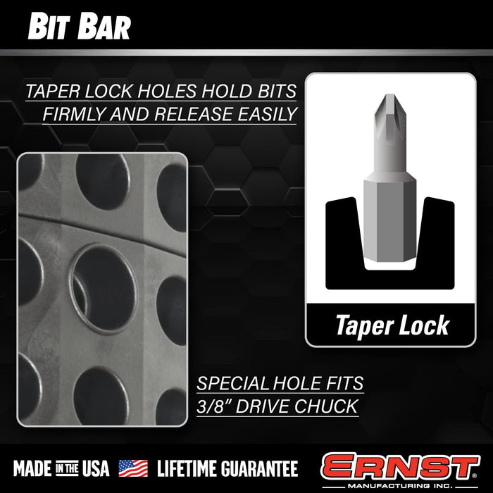Ernst Manufacturing 78 Tool Bit Bar with Magnetic Base, 1/4" Hex Bit Holder - Red/Black