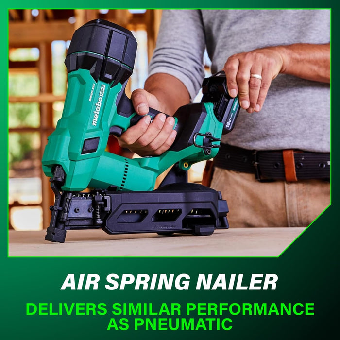 Metabo HPT 18V MultiVolt Cordless Coil Roofing Nailer Kit, 500 Nails Per Charge, Up to 1-3/4-Inch Roofing Nails, Includes Vinyl Siding Adapter, NV1845DA