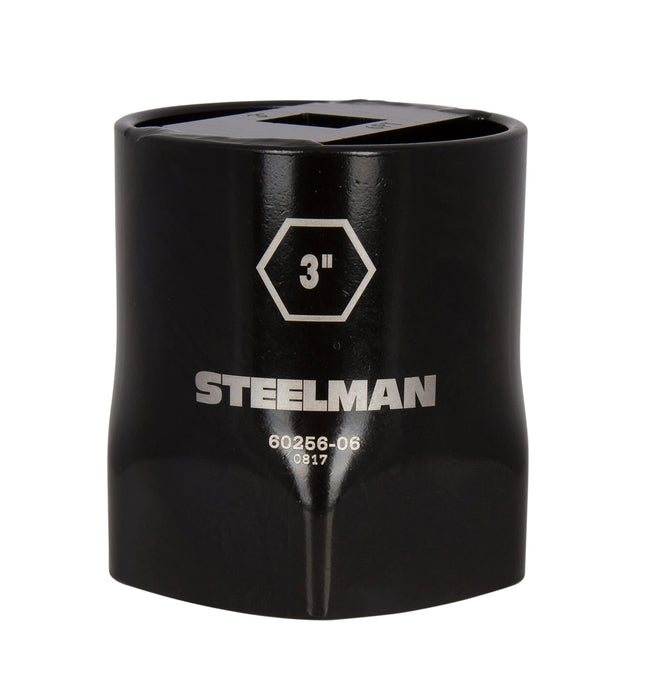 Steelman 60256-06 3-Inch 6-Point Locknut Socket, 3/4-Inch Drive, Install and Remove Wheel Bearing Locknuts, Laser Etched, Powder-Coated Steel