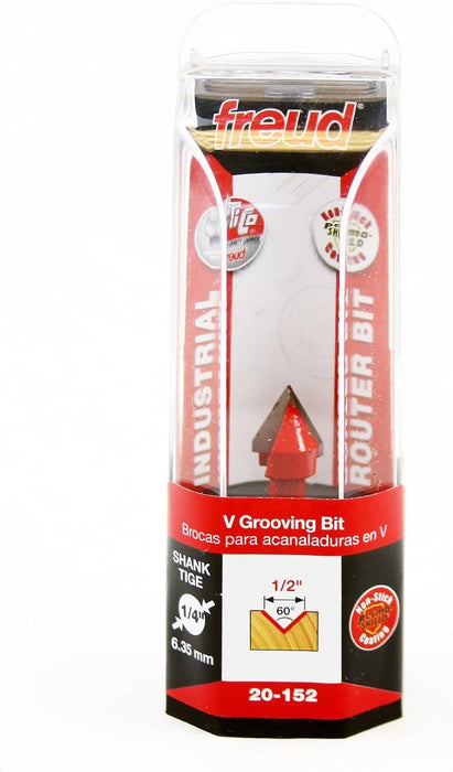 Freud 20-152: 1/2" (Dia.) 60° V Grooving Bit One Size 1/2-Inch Diameter 60-Degree V-Grooving Router Bit with 1/4-Inch Shank