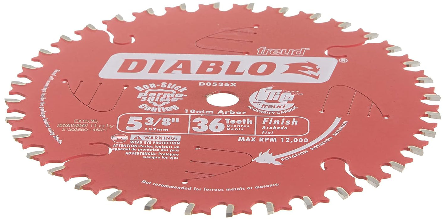Freud D0536X Diablo 5-3/8-Inch 36 Tooth ATB Finish Cordless Trim Saw Blade