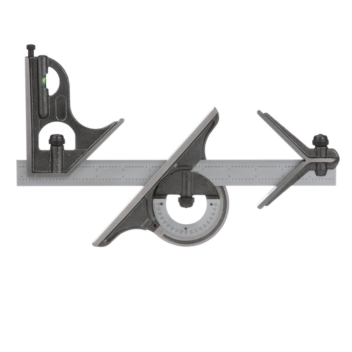 INSIZE 2278-180E Combination Square Set, 1/8", 1/16", 1/32", 1/64" Graduation
