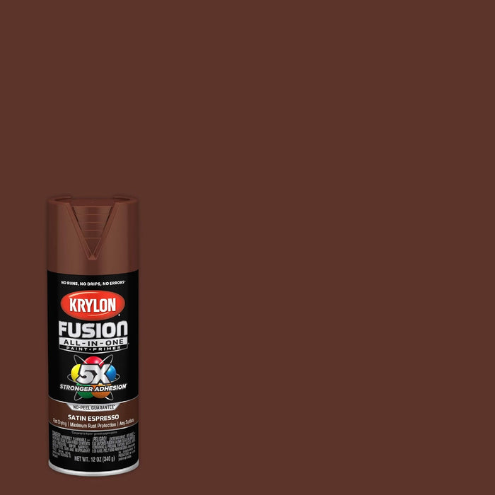 Krylon Fusion All-In-One Adhesive Spray Paint for Indoor/Outdoor Use, Satin Espresso, 12 Ounce (Pack of 1)