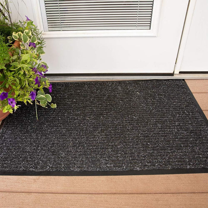 Notrax 109 Brush Step Carpeted Indoor/Outdoor Entrance Mat, 3' x 5' (Rectangular) Absorbent Slip Resistant Heavy Duty Entry Mat, Charcoal - 109S0035CH
