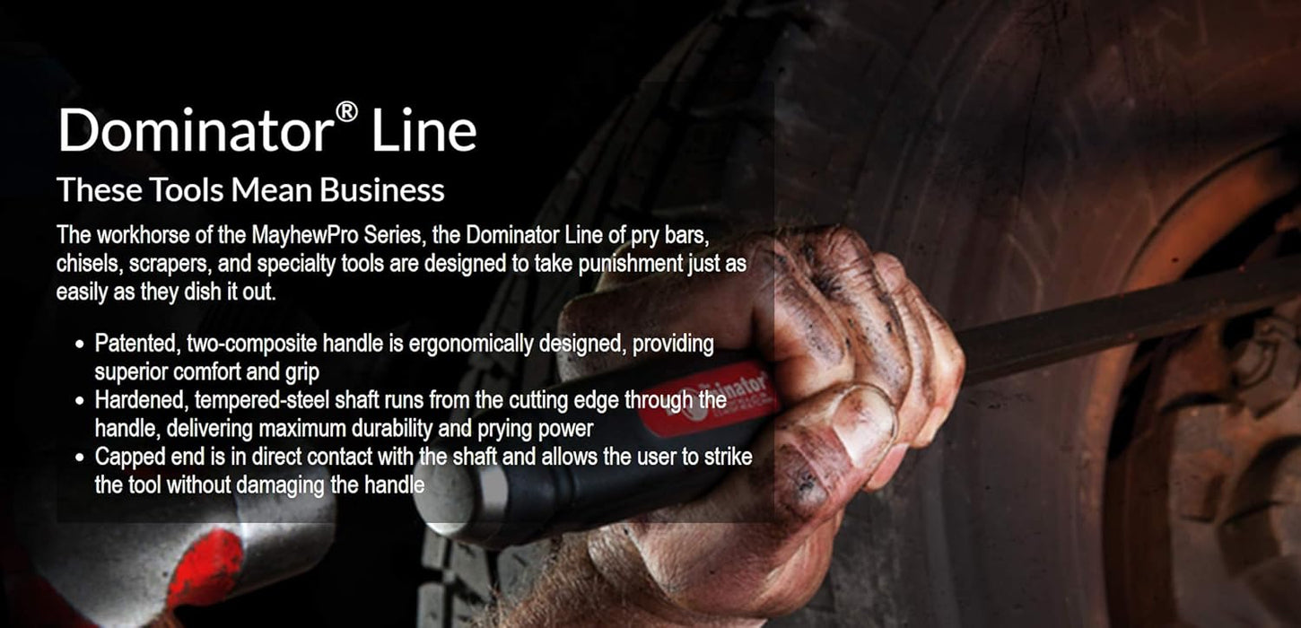 Mayhew Tools 14068 Dominator Pro 3-Piece Pry Bar Set, 48", 58" & 44" Curved Heavy-Duty Pry Bars, Red