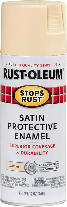 Rust-Oleum 7758830 Stops Rust Spray Paint, 12 oz, Satin Almond (Pack of 1)