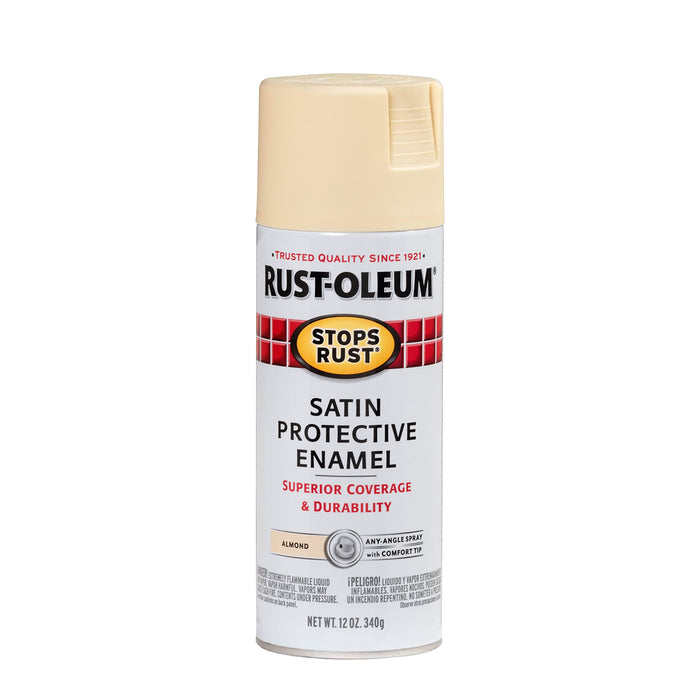 Rust-Oleum 7758830 Stops Rust Spray Paint, 12 oz, Satin Almond (Pack of 1)