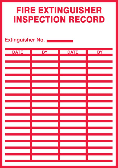 Accuform LFXG529VSP "FIRE Extinguisher Inspection Record" Signs Safety Label, 5" x 3.5", Adhesive Vinyl (Pack of 5)