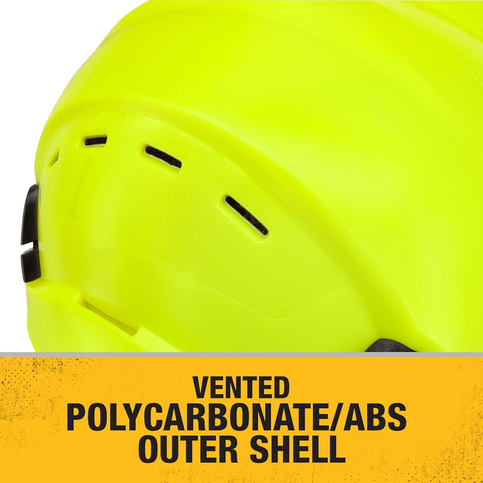 DEWALT DPG22V Hi-Vis Lime Type II Class C 4-Point Ratcheting Vented Safety Helmet