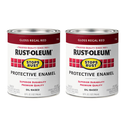 Rust-Oleum 7765502 Stops Rust Brush On Paint, Quart, Gloss Regal Red (Pack of 2)