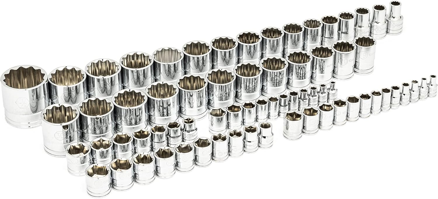 GEARWRENCH 83 Pc. 1/4, 3/8", 1/2" 90-Tooth SAE/Metric Mechanics Tool Set with EVA Foam Tray - 86529