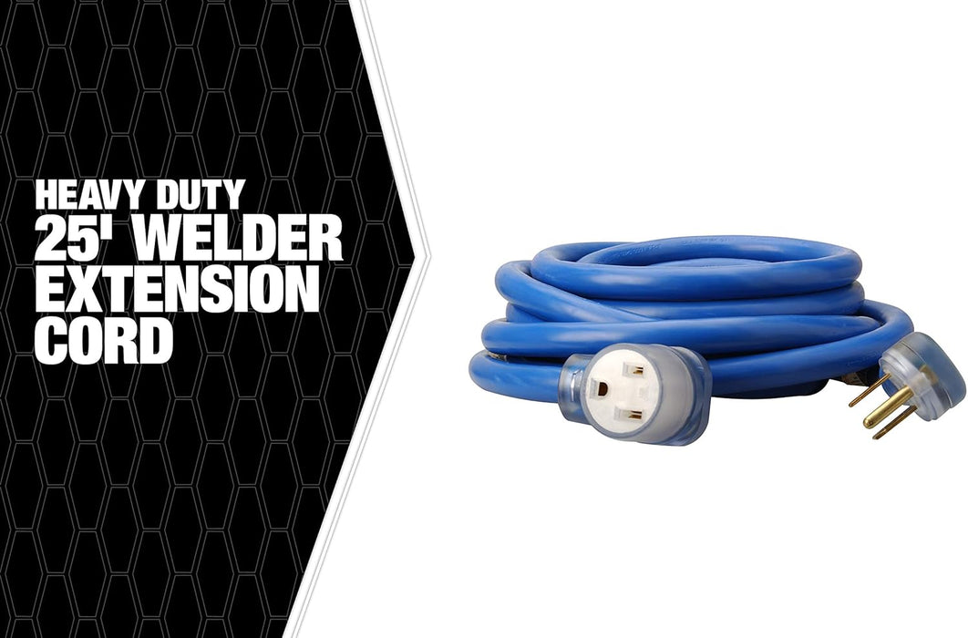 Southwire Extra Heavy Duty Extension Cord, 25Ft, 8 Gauge, 40 AMP, 250 Volt, Welding Cord, STW, Blue - 19178806