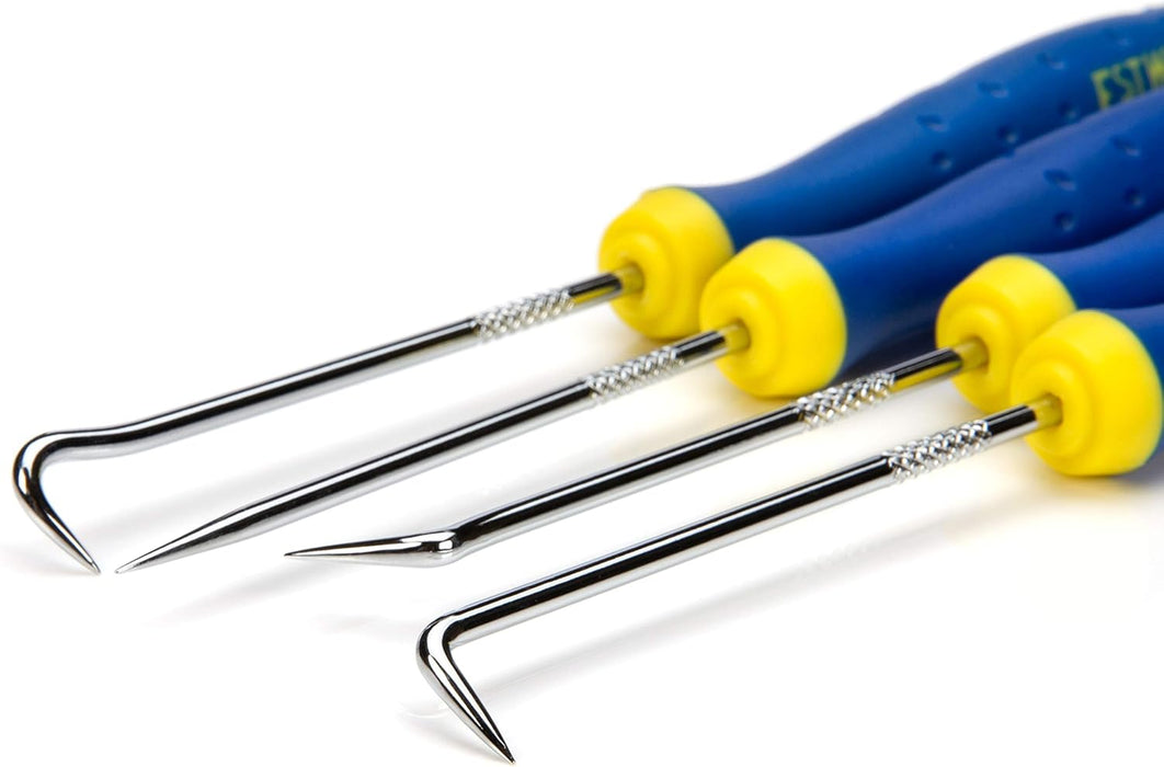 Estwing 42450 4pc Mini Pick & Hook Set for Hose, Clip, and Seal Removal, Chrome Vanadium Steel