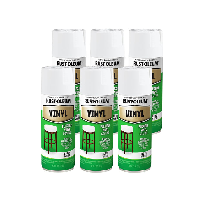 Rust-Oleum 1911830 Specialty Vinyl Spray Paint, 12 oz, White (Pack of 6)