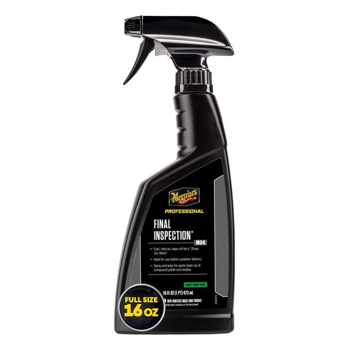 Meguiar's Professional Final Inspection M3416 - Detailer Spray for Removing Light Dust, Contaminants, Smudges and Finger Prints, Car Detailer Spray Effective as a Clay Bar Lubricant, 16 Oz