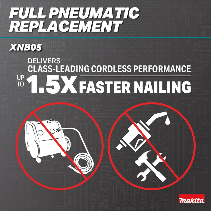 Makita XNB05Z 18V LXT Lithium-Ion Brushless Cordless 2-1/2" Straight Finish Nailer, 16 Ga. (Tool Only)