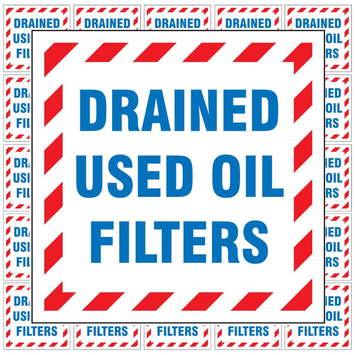 Accuform MHZW505PSP Adhesive Coated Hazardous Waste Label, "Drained Used Oil Filters", Paper, 6" x 6" (Pack of 25)