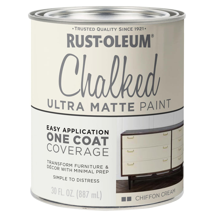 Rust-Oleum Chiffon Cream Chalked All-in-One Ultra Matte Paint - Chiffon Cream - 30 Ounce (Pack of 1)