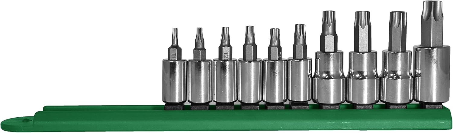 Mayhew Tools 16014 Tamperproof Torx Socket Bit Set, Chrome Plated, 10-Piece