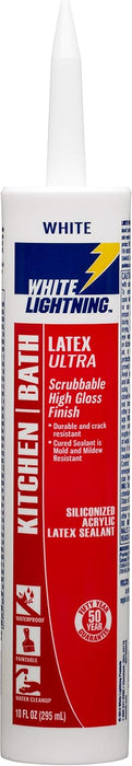 White Lightning W21000010 Kitchen & Bath Latex Premium High Gloss Sealant, White, 10 oz