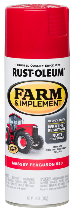 Rust-Oleum 280134 Farm & Implement Spray Paint, 12 oz, Massey Ferguson Red (Pack of 1)