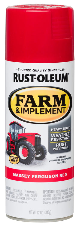 Rust-Oleum 280134 Farm & Implement Spray Paint, 12 oz, Massey Ferguson Red (Pack of 1)