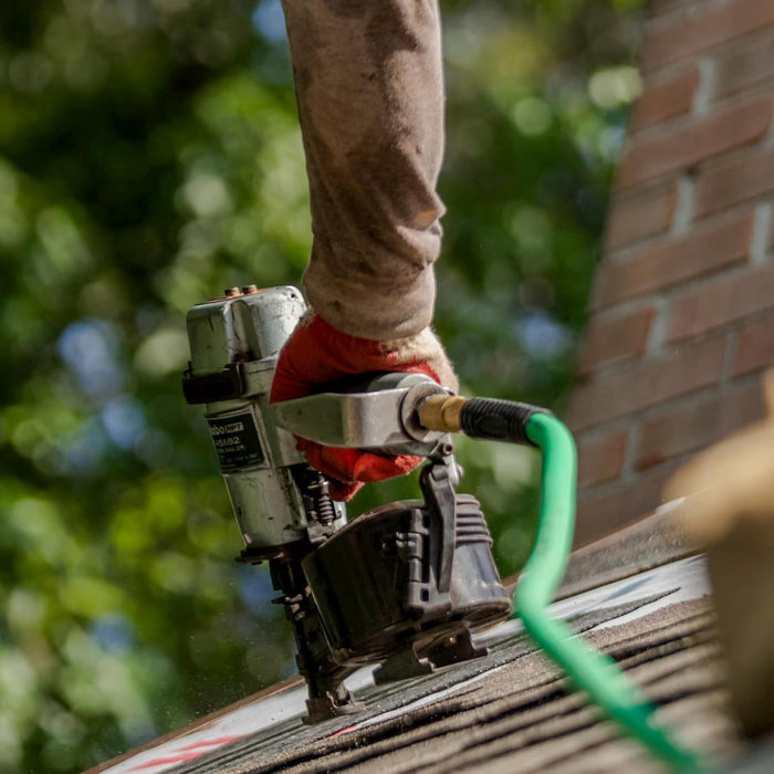 Metabo HPT Pneumatic Roofing Nailer + 18V Impact Driver Pro Bundle Kit, 1-3/4-Inch Coil Roofing Nailer with BONUS 18V Triple Hammer Impact Driver Kit, KNV45AB2