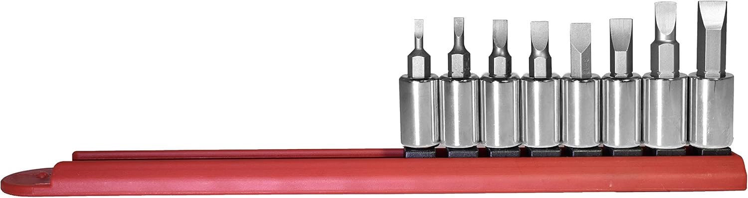 Mayhew Tools 16011 Slotted Socket Bit Set, Chrome Plated, 8-Piece Polished Chrome 8-Piece Slotted