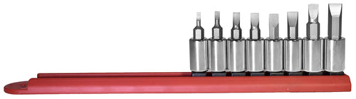 Mayhew Tools 16011 Slotted Socket Bit Set, Chrome Plated, 8-Piece Polished Chrome 8-Piece Slotted