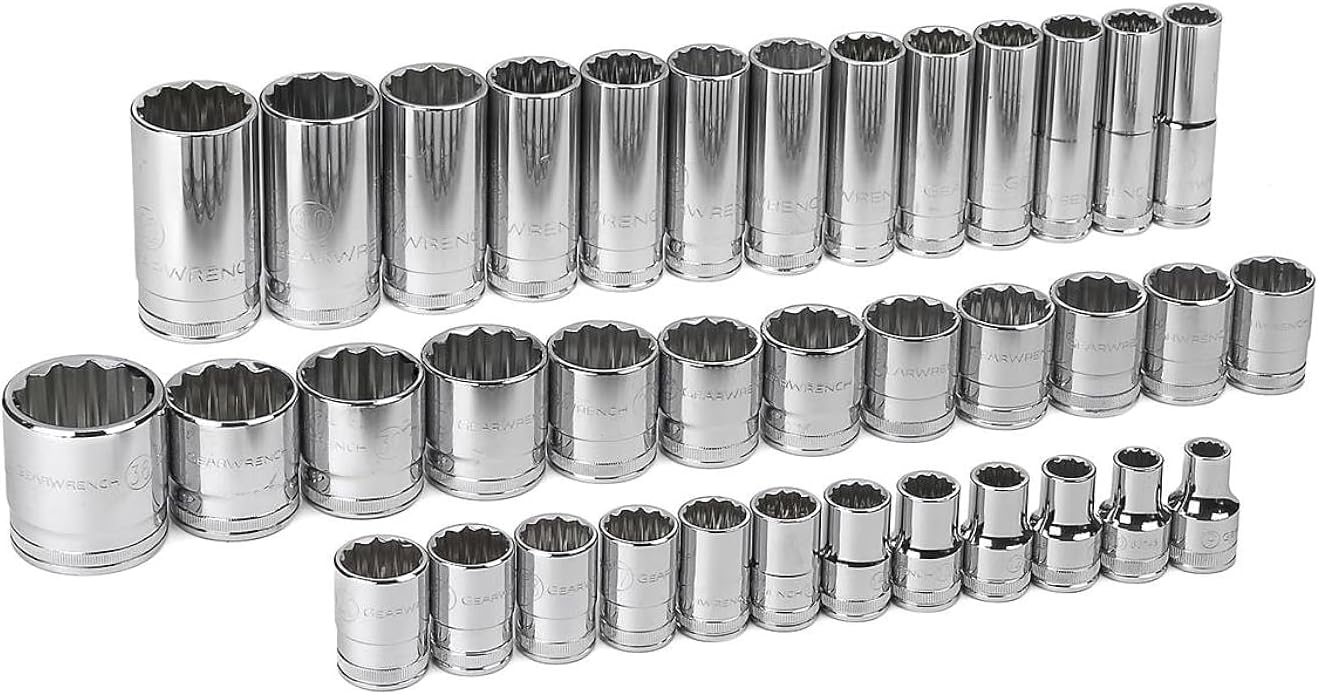 GEARWRENCH 37 Pc. 1/2" Drive 12 Point Standard & Deep Metric Socket Set - 80730