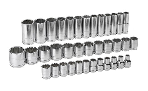 GEARWRENCH 37 Pc. 1/2" Drive 12 Point Standard & Deep Metric Socket Set - 80730