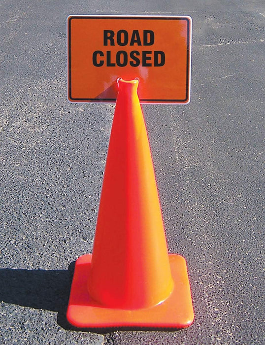 Accuform FBC736 "Road Closed" Traffic Cone Top, Combine With Orange Cones to Create a Warning Sign, 10" x 14" Plastic Cone Sign, Made in the USA