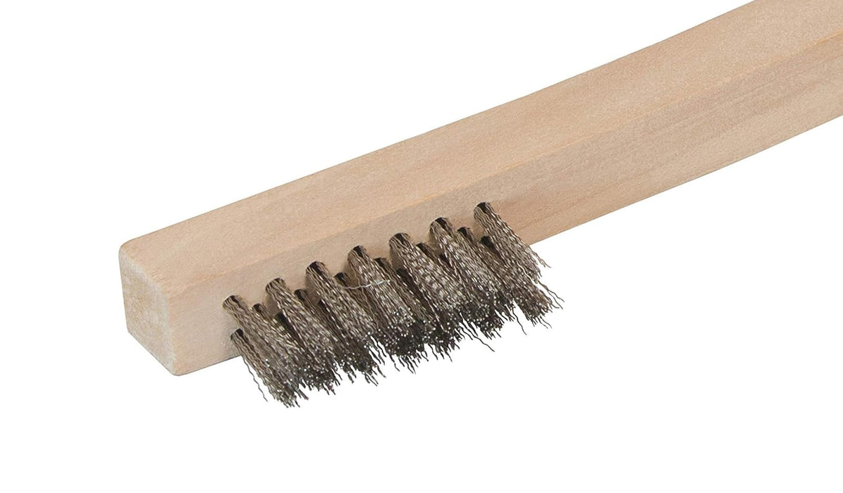 Steelman 99089 Stainless Steel 1200-Bristle Count Wire Brush for Mechanics and Painters, Removes Rust and Paint from Metals, Wood Handle (Pack of 5)