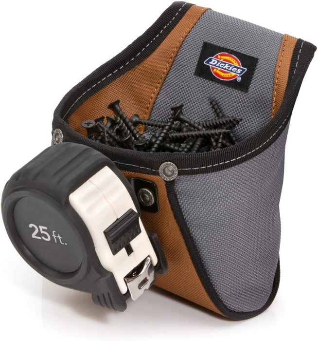 Dickies 57101 Rigid Nail/Screw Work Pouch with Tape Measure Clip, Universal-fit Steel Clip for Tool Belt, Riveted Seams Built to Last