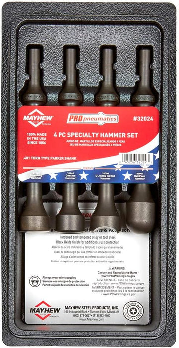Mayhew Tools 32024 Pneumatic Hammer, 4-Piece Specialty Set, Black Oxide Finish 4-Piece Specialty Set Standard Package