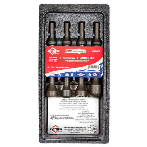 Mayhew Tools 32024 Pneumatic Hammer, 4-Piece Specialty Set, Black Oxide Finish 4-Piece Specialty Set Standard Package