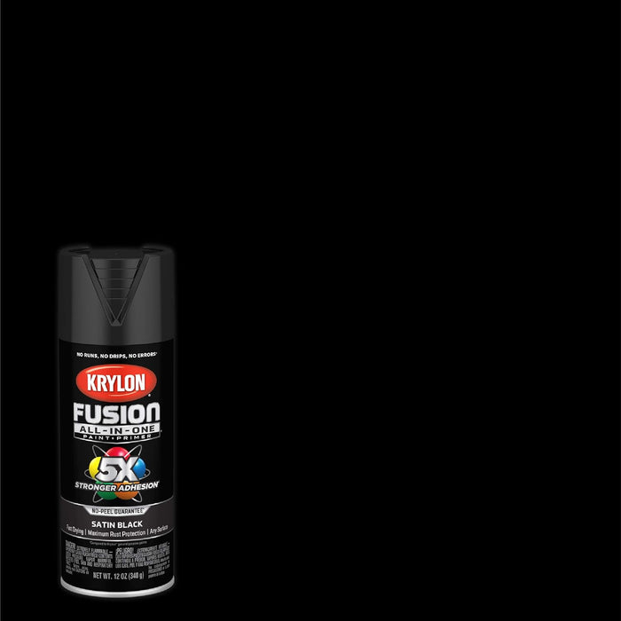 Krylon Fusion All-In-One Adhesive Spray Paint for Indoor/Outdoor Use, 12 oz, Black Black 12 Ounce (Pack of 1) Satin