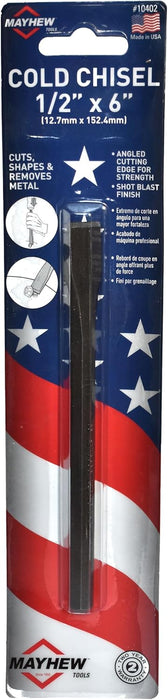 Mayhew Tools 10402 Carded Cold Chisel, 1/2" x 6", Shot Blast Finish