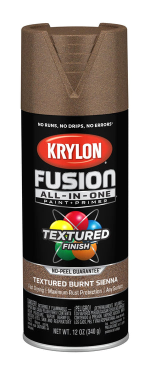 Krylon Fusion All-In-One Adhesive Spray Paint for Indoor/Outdoor Use, 12 oz, Burnt Sienna