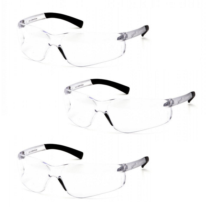 Pyramex Ztek Bifocal Reader Safety Glasses with Clear Lens, S2510R15 (3 Pair) (+1.5 Lens)
