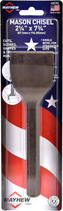 Mayhew Tools 35702 Mason Chisel, 2-1/4" x 7-3/4" Carded, Shot Blast Finish