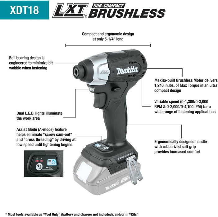 Makita CX203SYBXRJ 18V LXT� Lithium-Ion Sub-Compact Brushless Cordless 2-Pc. Combo Kit with Recipro Saw (1.5Ah)