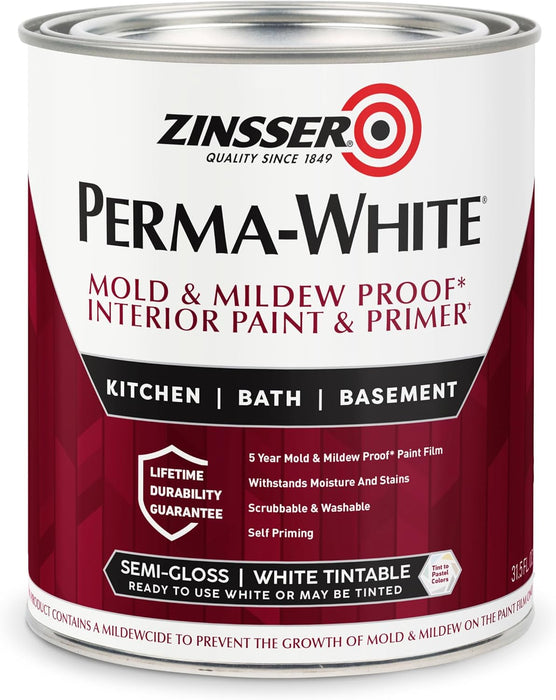 Rust-Oleum Zinsser 02754 White Perma Interior Acrylic Paint, 1 Quarts (Pack of 1)
