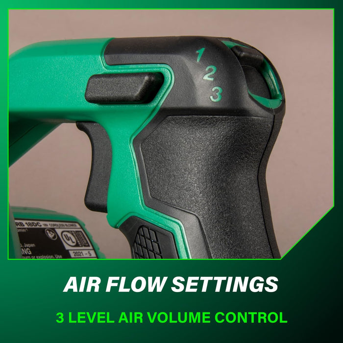 Metabo HPT RB18DCQ4 18V MultiVolt Cordless Compact Blower, Powerful 124 CFM Air Volume, Maximum Air Velocity 213 MPH, Lightweight Design, Variable Speed Trigger, Lock-On Switch, Tool Body Only