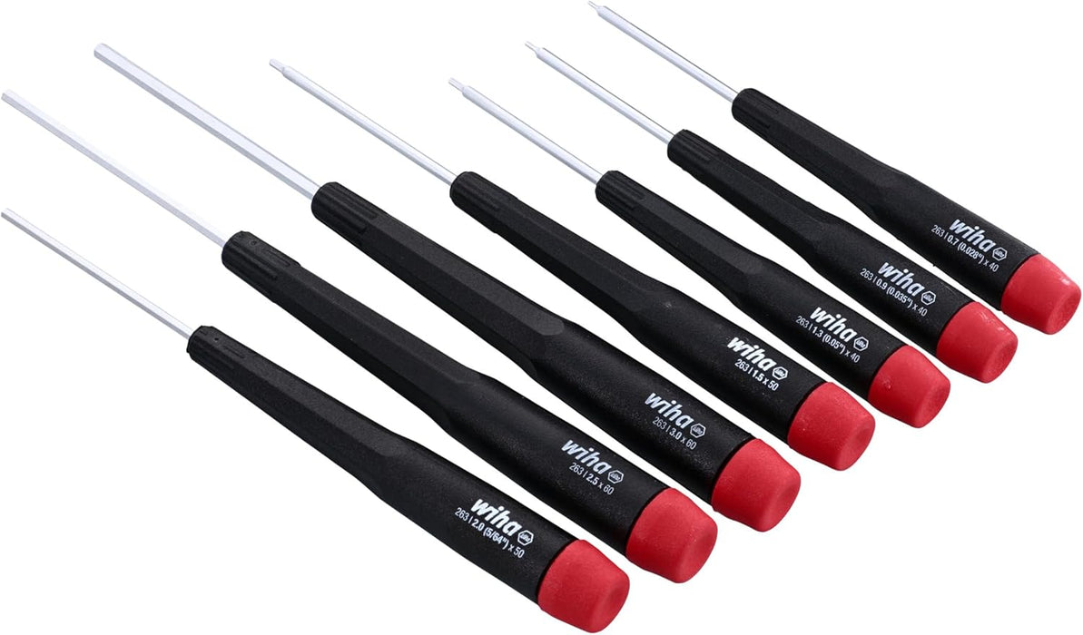 Wiha 26390 Screwdriver Set, Hex Metric With Precision Handle, .7 - 3.0mm, 7 Piece