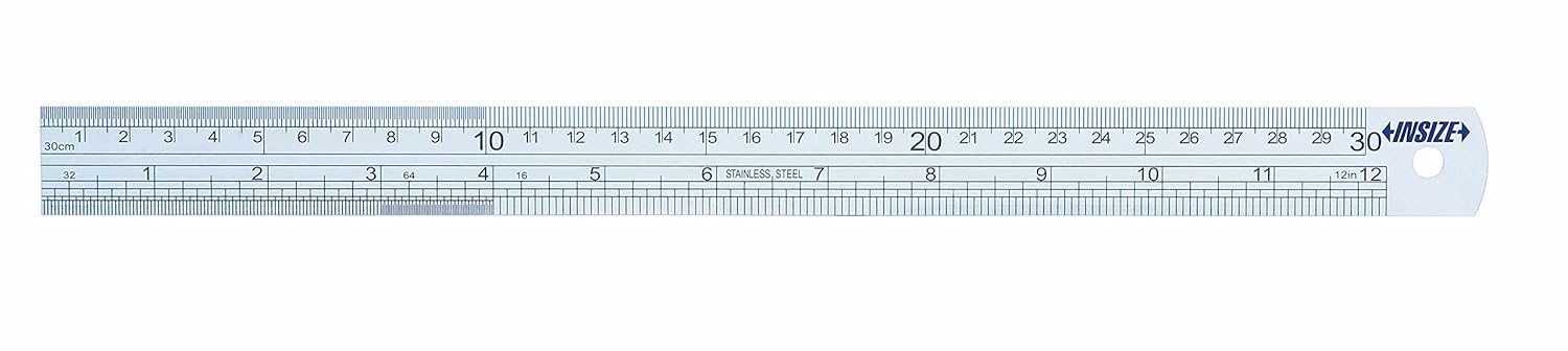INSIZE 7110-2000 Steel Rule, 80"/2000 mm, Graduation 1/64", 1/32", 1/16", 0.5 mm, 1 mm
