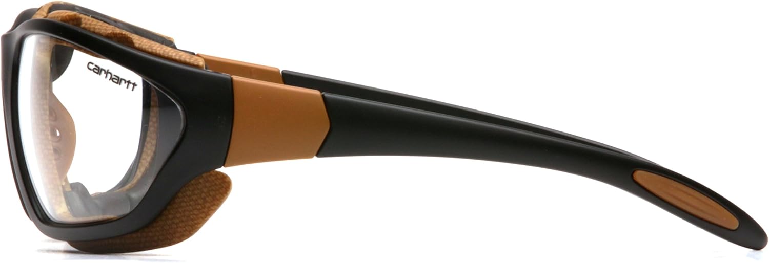 Pyramex Safety Products CHB410DTP Carhartt Carthage Safety Glasses, Clear Anti-Fog Lens with Black/Tan Frame, Clear