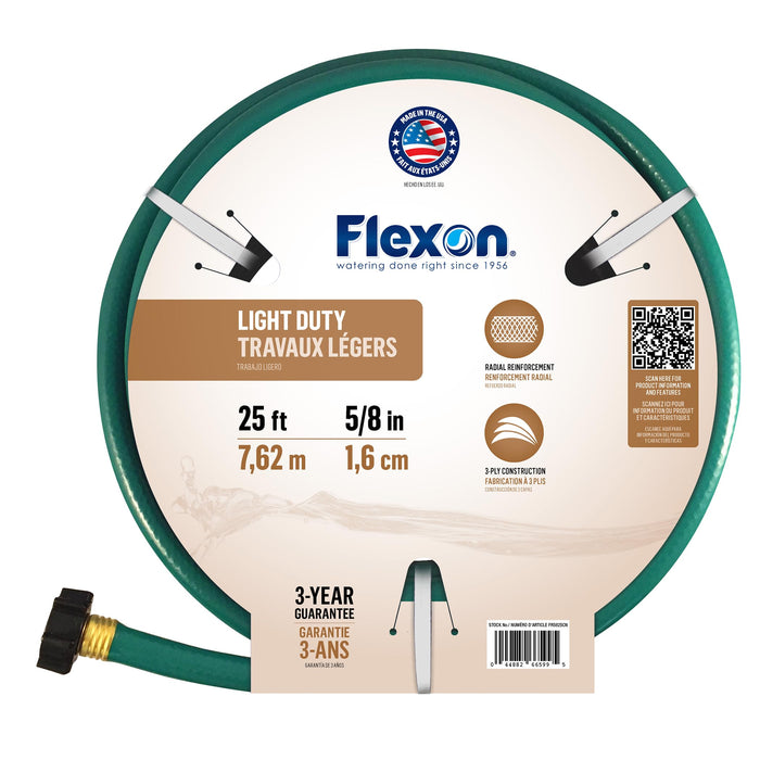 Flexon FR5825CN 5/8-Inch by 25-Foot Reinforced Garden Hose, 25ft, Green