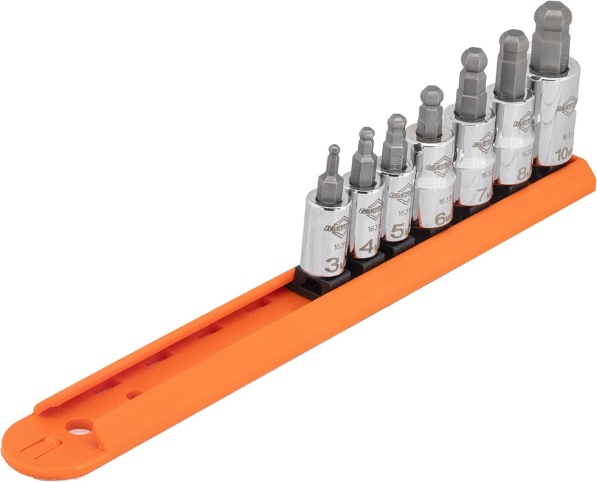 Mayhew Tools 16023 Metric Ball Hex Socket Bit Set, 7-Piece, Polished Chrome