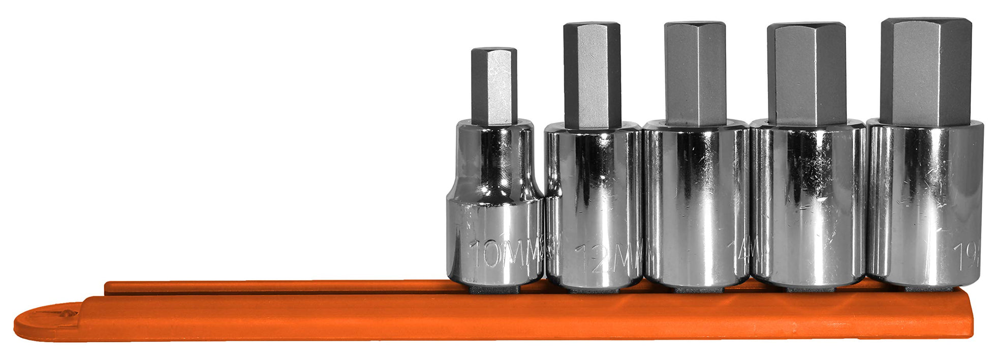 Mayhew Tools 16020 Metric Hex Socket Bit Set, Chrome Plated, 5-Piece Polished Chrome